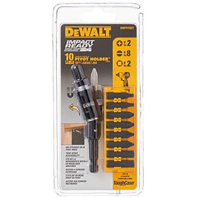 DeWalt DWPVTSET Juego de soportes pivotantes con barra de brocas, 10 piezas DeWalt DWPVTSET Juego de soportes pivotantes con barra de brocas, 10 piezas