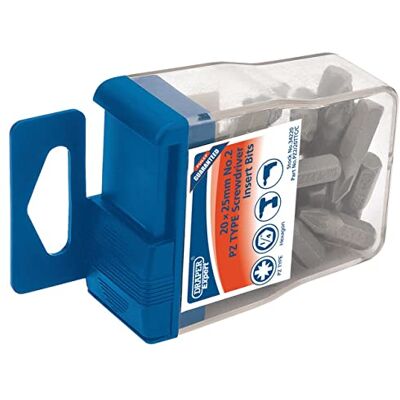 Draper PZ2/20ttc/C número 2 pz tipo puntas en funda de almacenamiento de plástico, azul, 1/4-inch, pack de 20 Draper PZ2/20ttc/C número 2 pz tipo puntas en funda de almacenamiento de plástico, azul, 1/4-inch, pack de 20