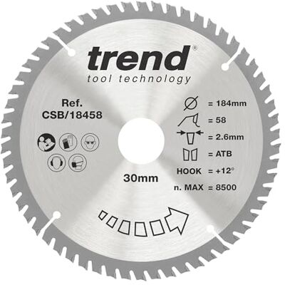 Trend - Craft Pro - Hoja de sierra circular - 184mm, agujero 30mm, 58TCT Trend - Craft Pro - Hoja de sierra circular - 184mm, agujero 30mm, 58TCT