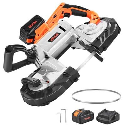 VEVOR Kit de Sierra de Cinta Portátil Inalámbrica, Corte Profundo de 12,7 cm con 360 W Motor sin Escobillas y Batería de 4 Ah, Velocidad Variable de 0 a 120 m/min, para Cortar Metal y Madera VEVOR Kit de Sierra de Cinta Portátil Inalámbrica, Corte Profundo de 12,7 cm con 360 W Motor sin Escobillas y Batería de 4 Ah, Velocidad Variable de 0 a 120 m/min, para Cortar Metal y Madera