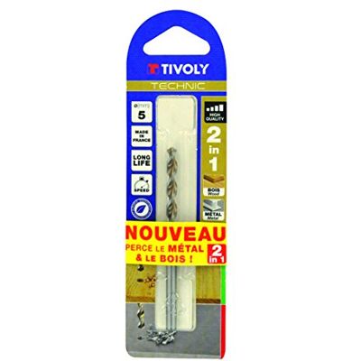 Tivoly BROCA 2 en 1 MADERA, METAL/Alto rendimiento TECHNIC de 4 mm largo 75 mm profundidad de corte 43 mm con mango cilíndrico Tivoly BROCA 2 en 1 MADERA, METAL/Alto rendimiento TECHNIC de 4 mm largo 75 mm profundidad de corte 43 mm con mango cilíndrico