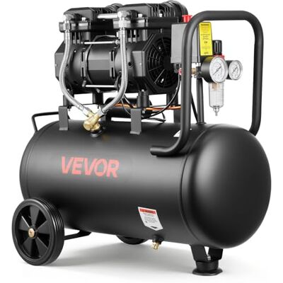 VEVOR Compresor de Aire Portátil con Depósito 30 L sin Aceite, Motor de 1,5 kW, 126 L/min a 6,2 bar, Presión Máxima 8 bar, con Ruedas para Reparación, Taller, Garaje, Inflado y Herramientas Neumáticas VEVOR Compresor de Aire Portátil con Depósito 30 L sin Aceite, Motor de 1,5 kW, 126 L/min a 6,2 bar, Presión Máxima 8 bar, con Ruedas para Reparación, Taller, Garaje, Inflado y Herramientas Neumáticas