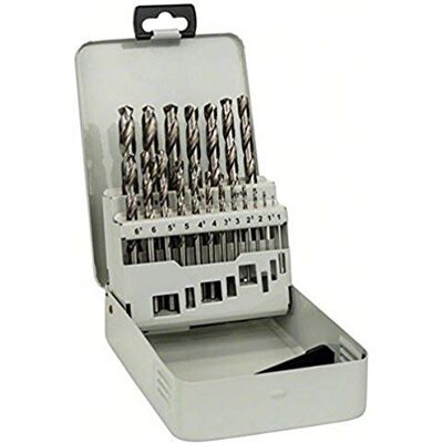 Bosch Professional 2 607 018 726 Juego de 19 brocas de metal en caja de metal HSS-G, DIN 338, 135° 1-10 mm, 135° (pack de 19), Negro, Blanco Bosch Professional 2 607 018 726 Juego de 19 brocas de metal en caja de metal HSS-G, DIN 338, 135° 1-10 mm, 135° (pack de 19), Negro, Blanco