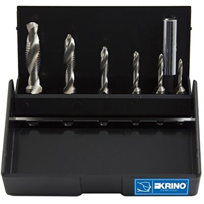 KRINO Juego de 7 puntas macho HSS con conector hexagonal, de 1/4", para acero y metales KRINO Juego de 7 puntas macho HSS con conector hexagonal, de 1/4", para acero y metales