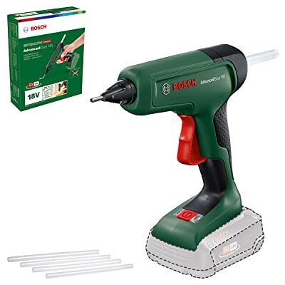 Bosch pistola de pegar a batería AdvancedGlue 18V (sin batería; sistema 18 V; 4 barras de cola; calienta en 90 s; modo doble temp. 130 °C 200 °C; para bricolaje, reparación y más; embalaje cartón) Bosch pistola de pegar a batería AdvancedGlue 18V (sin batería; sistema 18 V; 4 barras de cola; calienta en 90 s; modo doble temp. 130 °C 200 °C; para bricolaje, reparación y más; embalaje cartón)