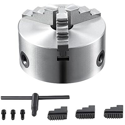 VEVOR Portabrocas Autocentrante de 3 Mordazas de 5" Mandril de Torno Con Rango de Sujeción 0,1"-5" Llave en T y Mandíbula Reversible Para Fresadoras y Taladro VEVOR Portabrocas Autocentrante de 3 Mordazas de 5" Mandril de Torno Con Rango de Sujeción 0,1"-5" Llave en T y Mandíbula Reversible Para Fresadoras y Taladro