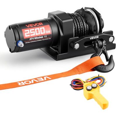 VEVOR Cabrestante Eléctrico 12V 1134 kg para ATV con Cuerda Sintética de 4,8 mm x 12 m, Motor 0,9 kW, Control Remoto con Cable, Soporte de Montaje, Guía de Cable y Gancho para Todoterreno Exteriores VEVOR Cabrestante Eléctrico 12V 1134 kg para ATV con Cuerda Sintética de 4,8 mm x 12 m, Motor 0,9 kW, Control Remoto con Cable, Soporte de Montaje, Guía de Cable y Gancho para Todoterreno Exteriores
