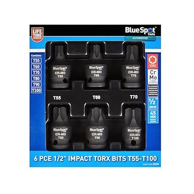 Generic Blue Spot Tools 6 PCE 1/2" Impact Torx Bits (T55-T100) Generic Blue Spot Tools 6 PCE 1/2" Impact Torx Bits (T55-T100)