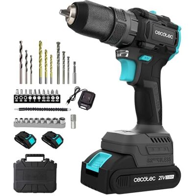 Cecotec Taladro Percutor y Atornillador 2 Baterías 21V-2000mAh PowerForce 3000 Impact Brushless. Motor Brushless, 32000IPM, Velocidad 1500rpm, Par Apriete 45Nm Regulable 25+1 niveles, Luz y Accesorios Cecotec Taladro Percutor y Atornillador 2 Baterías 21V-2000mAh PowerForce 3000 Impact Brushless. Motor Brushless, 32000IPM, Velocidad 1500rpm, Par Apriete 45Nm Regulable 25+1 niveles, Luz y Accesorios
