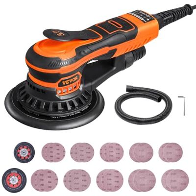 VEVOR Lijadora Orbital Aleatoria sin Escobillas de 350 W, 6 Velocidades, 10 000 PRM, 20 Papeles de Lija, Conector para Polvo y Manguera para Lijado de Detalles de Carpintería, 255 x 150 x 110 mm VEVOR Lijadora Orbital Aleatoria sin Escobillas de 350 W, 6 Velocidades, 10 000 PRM, 20 Papeles de Lija, Conector para Polvo y Manguera para Lijado de Detalles de Carpintería, 255 x 150 x 110 mm