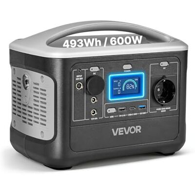 VEVOR Estación de Energía Portátil 600 W, Generador de Energía Batería de Respaldo LiFePO4 de 493 WH, con 7 Puertos de Salida para Hogar, Campamentos, Viajes en Autocaravana, Panel Solar No Incluido VEVOR Estación de Energía Portátil 600 W, Generador de Energía Batería de Respaldo LiFePO4 de 493 WH, con 7 Puertos de Salida para Hogar, Campamentos, Viajes en Autocaravana, Panel Solar No Incluido