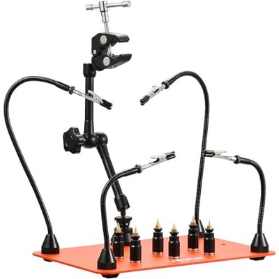 VEVOR Estación de Soldadura Magnética Tercera Mano con 4 Brazos Flexibles, 6 Soportes para Pilares de PCB y Pistola de Aire Caliente de 360 Grados, Base para Trabajos de Reparación Electrónica VEVOR Estación de Soldadura Magnética Tercera Mano con 4 Brazos Flexibles, 6 Soportes para Pilares de PCB y Pistola de Aire Caliente de 360 Grados, Base para Trabajos de Reparación Electrónica