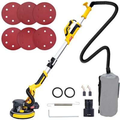 HYCHIKA BETTER TOOLS FOR BETTER LIFE HYCHIKA Lijadora Pared con Aspirador, Mango Plegable Extensible, Lijadora Jirafa con Luz LED, Velocidad de 6 Marchas, Diámetro Del Disco de Molienda 214 mm HYCHIKA BETTER TOOLS FOR BETTER LIFE HYCHIKA Lijadora Pared con Aspirador, Mango Plegable Extensible, Lijadora Jirafa con Luz LED, Velocidad de 6 Marchas, Diámetro Del Disco de Molienda 214 mm