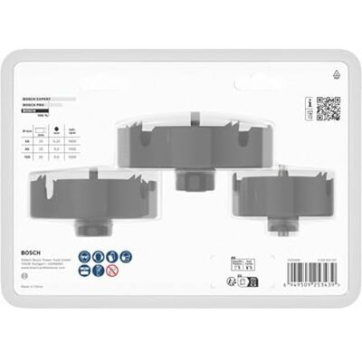 Bosch Juego de 3 adaptadores de sierra perforadora con broca de centrado para madera y paredes de yeso (para paneles de yeso, madera blanda, diámetro de 68, 86, 100 mm, accesorio profesional) Bosch Juego de 3 adaptadores de sierra perforadora con broca de centrado para madera y paredes de yeso (para paneles de yeso, madera blanda, diámetro de 68, 86, 100 mm, accesorio profesional)