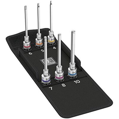 Wera Juego de Vasos de Punta Hexagonal con Arrastre, Función de Retención con 6 Piezas, 1/2 Wera Juego de Vasos de Punta Hexagonal con Arrastre, Función de Retención con 6 Piezas, 1/2