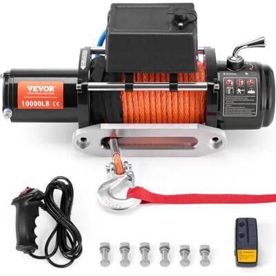 VEVOR Cabrestante Eléctrico 4536 kg Cabrestante para Camión con Cable Sintético de Φ 0,9 x 1981,2 cm Guía de Aluminio Control Remoto Inalámbrico y con Cable para Remolcar Vehículos Todoterreno VEVOR Cabrestante Eléctrico 4536 kg Cabrestante para Camión con Cable Sintético de Φ 0,9 x 1981,2 cm Guía de Aluminio Control Remoto Inalámbrico y con Cable para Remolcar Vehículos Todoterreno
