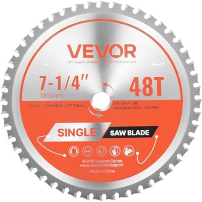 VEVOR Hoja de Sierra Circular, 185 mm de Diámetro, 48 Dientes Afilados de Aleación, 15,875 mm de Mandril, Acabado Fino, Hoja de para Cortar Metal con Rejillas de Ventilación que Reducen el Ruido VEVOR Hoja de Sierra Circular, 185 mm de Diámetro, 48 Dientes Afilados de Aleación, 15,875 mm de Mandril, Acabado Fino, Hoja de para Cortar Metal con Rejillas de Ventilación que Reducen el Ruido