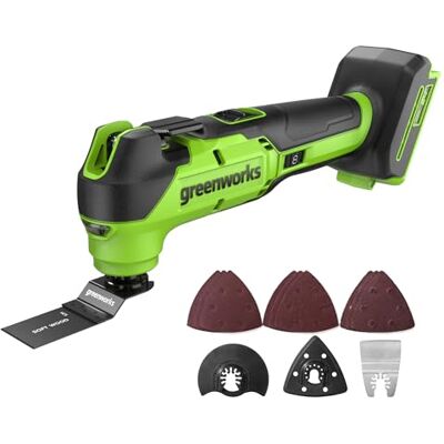 Greenworks 24V Herramienta Oscilante Inalámbrica, 8 Velocidades Variables, Velocidad hasta 18,000 OPM, Luz LED, Incluye Accesorios, SIN Batería ni Cargador 24V – Greenworks 24V Herramienta Oscilante Inalámbrica, 8 Velocidades Variables, Velocidad hasta 18,000 OPM, Luz LED, Incluye Accesorios, SIN Batería ni Cargador 24V –