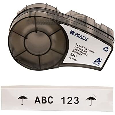 Brady Cinta de Poliéster para impresoras de etiquetas M211 y M210 Etiquetas industriales multipropósito para entornos difíciles – Negro sobre blanco (19.05 mm x 6.4 m) – Brady Cinta de Poliéster para impresoras de etiquetas M211 y M210 Etiquetas industriales multipropósito para entornos difíciles – Negro sobre blanco (19.05 mm x 6.4 m) –