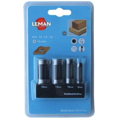 Leman Juego de 4 brocas para taponar WS D. 6,10,13,16 mm Q. 10 mm 200.500.04 Leman Juego de 4 brocas para taponar WS D. 6,10,13,16 mm Q. 10 mm 200.500.04