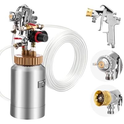 VEVOR Tanque de Presión para Pintura en Aerosol, 2 L, con 2 Pistolas de Pulverización φ1,8 mm + φ3 mm y 2 Mangueras 3 m para Proyectos de Bricolaje y Creación de Arte, 385 x 126 x 126 mm, Plata VEVOR Tanque de Presión para Pintura en Aerosol, 2 L, con 2 Pistolas de Pulverización φ1,8 mm + φ3 mm y 2 Mangueras 3 m para Proyectos de Bricolaje y Creación de Arte, 385 x 126 x 126 mm, Plata