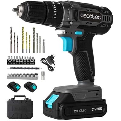Cecotec Taladro Percutor y Atornillador con 2 Baterías de 21V y 2.000mAh PowerForce 2120 Impact. 1500rpm, Par de Apriete de 45Nm Regulable en 25+1 niveles, 27000 Impactos/min, Maletín y Accesorios Cecotec Taladro Percutor y Atornillador con 2 Baterías de 21V y 2.000mAh PowerForce 2120 Impact. 1500rpm, Par de Apriete de 45Nm Regulable en 25+1 niveles, 27000 Impactos/min, Maletín y Accesorios