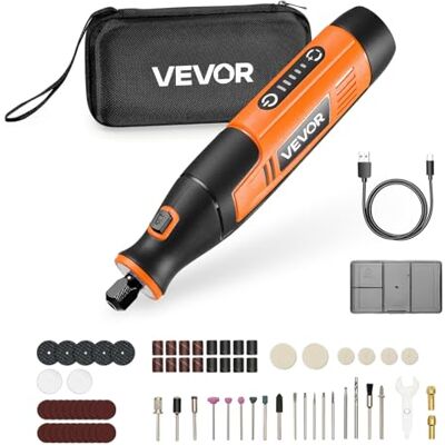 VEVOR Kit de Herramientas Rotativas Inalámbricas, 73 uds, Portátil, de 4 V CC, 5 Velocidades Ajustables, 7000-20 000 RPM, a Grabar, Lijar, Pulir, Tallar, Cortar y Manualidades, 162 x 35 x 40 mm VEVOR Kit de Herramientas Rotativas Inalámbricas, 73 uds, Portátil, de 4 V CC, 5 Velocidades Ajustables, 7000-20 000 RPM, a Grabar, Lijar, Pulir, Tallar, Cortar y Manualidades, 162 x 35 x 40 mm