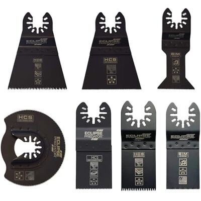 ECLIPSE Professional Tools Set de 7 hojas de corte oscilantes para madera y metal ECLIPSE Professional Tools Set de 7 hojas de corte oscilantes para madera y metal