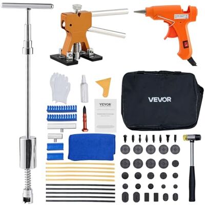 VEVOR Juego de Extractores de Abolladuras, sin Pintura, con Elevador Dorado, Martillo Deslizante, Barra T, Pistola de Pegamento y Herramientas a Eliminar Daños por Granizo en Carrocerías, 61 uds VEVOR Juego de Extractores de Abolladuras, sin Pintura, con Elevador Dorado, Martillo Deslizante, Barra T, Pistola de Pegamento y Herramientas a Eliminar Daños por Granizo en Carrocerías, 61 uds