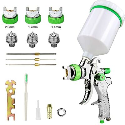 Vanwoke HVLP Pistola de Pintura Profesional Con 3 Boquillas 1,4mm 1,7mm 2,0mm y Taza de 600cc Para Automóviles, Techos, Paredes, Pisos Vanwoke HVLP Pistola de Pintura Profesional Con 3 Boquillas 1,4mm 1,7mm 2,0mm y Taza de 600cc Para Automóviles, Techos, Paredes, Pisos