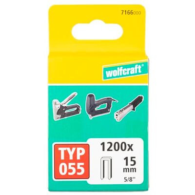 wolfcraft Grapa de lomo estrecho, tipo 055 I I Ideales para fijar telas, tejidos y listones de madera delgados wolfcraft Grapa de lomo estrecho, tipo 055 I I Ideales para fijar telas, tejidos y listones de madera delgados