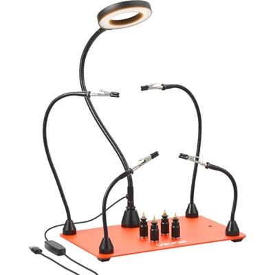 VEVOR Estación de Soldadura Magnética Tercera Mano con 4 Brazos Flexibles, Lupa LED 3X, Soporte a 4 Placas de Circuito Impreso y Base Resistente, para Reparaciones Electrónicas, 279 x 178 x 3 mm VEVOR Estación de Soldadura Magnética Tercera Mano con 4 Brazos Flexibles, Lupa LED 3X, Soporte a 4 Placas de Circuito Impreso y Base Resistente, para Reparaciones Electrónicas, 279 x 178 x 3 mm