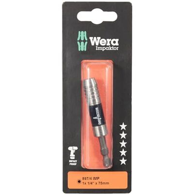 Wera Porta-Puntas con Anillo de Retención e Imán Anular, 1/4", 75 mm Wera Porta-Puntas con Anillo de Retención e Imán Anular, 1/4", 75 mm