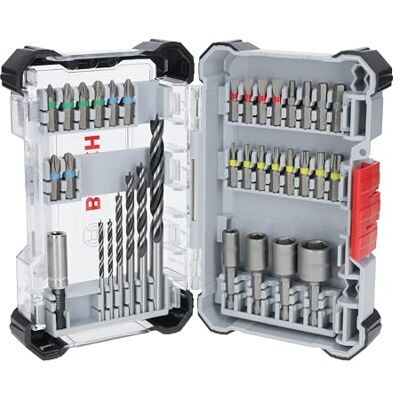 Bosch Juego de 35 brocas de destornillador extraduras y Pro Wood (35 piezas, 197 x 110,5 mm, accesorios profesionales, destornilladores y taladros), Versión actual Bosch Juego de 35 brocas de destornillador extraduras y Pro Wood (35 piezas, 197 x 110,5 mm, accesorios profesionales, destornilladores y taladros), Versión actual