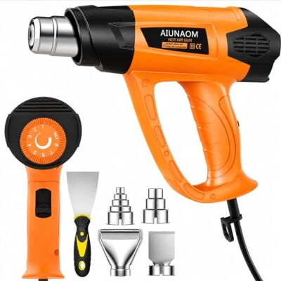 AIUNAOM Pistola de Aire Caliente 2000W Pistola de Calor Professional 9 niveles de temperatura ajustables 50℃-650℃ Decapadora Protección Contra Sobrecarga para Soldar,Quitar Pintura y Calentar AIUNAOM Pistola de Aire Caliente 2000W Pistola de Calor Professional 9 niveles de temperatura ajustables 50℃-650℃ Decapadora Protección Contra Sobrecarga para Soldar,Quitar Pintura y Calentar
