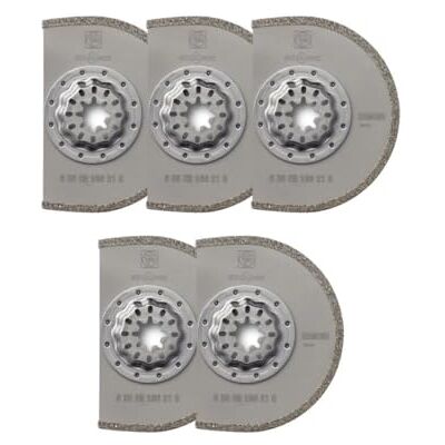 Fein Disco recubrimiento diamante, Set 5 discos Ø90 mm, Ancho de corte aprox. 2,2 mm., Alojamiento SL,Segmentado Para eliminar juntas de mármol, resina epoxi y de trass Fein Disco recubrimiento diamante, Set 5 discos Ø90 mm, Ancho de corte aprox. 2,2 mm., Alojamiento SL,Segmentado Para eliminar juntas de mármol, resina epoxi y de trass