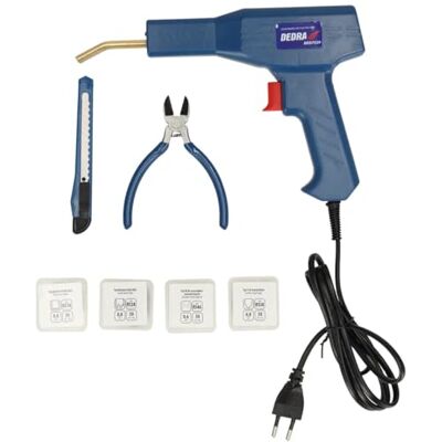 Dedra Soldador plástico potente 50 W , hasta 500 °C, kit con 200 grapas con iluminación LED, enchufe de la UE, 4 tipos de grapas Grapadora caliente, soldador plástico Kit de reparación Dedra Soldador plástico potente 50 W , hasta 500 °C, kit con 200 grapas con iluminación LED, enchufe de la UE, 4 tipos de grapas Grapadora caliente, soldador plástico Kit de reparación