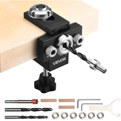 VEVOR Kit de Plantilla para Espigas, Plantilla Autocentrante para Taladro de Espigas para Agujeros Rectos, Herramienta para Juntas con Brocas de 3 Tamaños de 6,4/7,9/15 mm para Carpintería VEVOR Kit de Plantilla para Espigas, Plantilla Autocentrante para Taladro de Espigas para Agujeros Rectos, Herramienta para Juntas con Brocas de 3 Tamaños de 6,4/7,9/15 mm para Carpintería