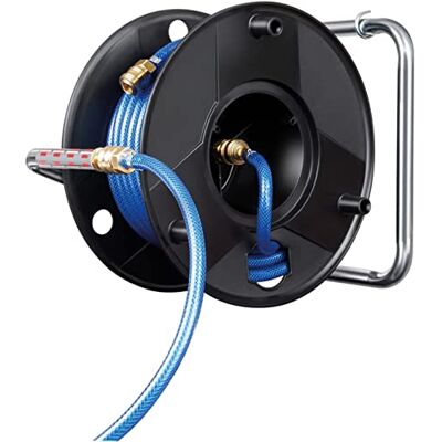 Brennenstuhl Carrete de manguera antitorsión con manguera para aire comprimido de 20 metros Fabricado en Austria Manguera de 20 m, diametru-6/12 mm Robusto con soportes, Negro/Azul Brennenstuhl Carrete de manguera antitorsión con manguera para aire comprimido de 20 metros Fabricado en Austria Manguera de 20 m, diametru-6/12 mm Robusto con soportes, Negro/Azul