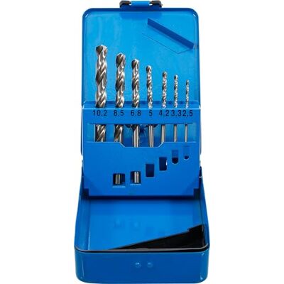 BGS Juego de brocas espirales HSS Tamaño del taladro principal Ø 2,5 10,2 mm 7 piezas BGS Juego de brocas espirales HSS Tamaño del taladro principal Ø 2,5 10,2 mm 7 piezas