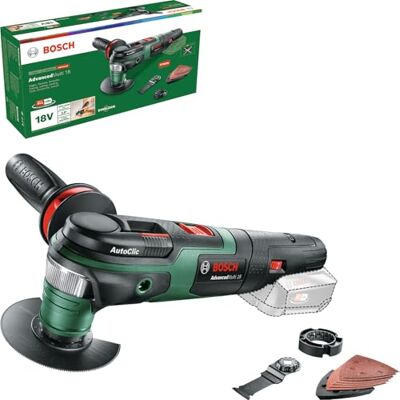 Bosch Multiherramienta a batería AdvancedMulti 18 (Sin batería, placa lijadora delta, set de hojas de lija, 2 hojas de sierra, empuñadura adicional, caja de cartón, sistema de 18 V) Bosch Multiherramienta a batería AdvancedMulti 18 (Sin batería, placa lijadora delta, set de hojas de lija, 2 hojas de sierra, empuñadura adicional, caja de cartón, sistema de 18 V)