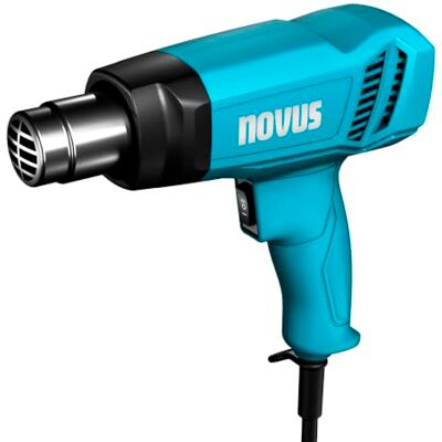 Novus Tools Pistola de aire caliente H-180, 400 – 600 °C, 1800 W Soplador de aire caliente para principiantes con ajuste de temperatura de 2 niveles para láminas, eliminación de pintura y Novus Tools Pistola de aire caliente H-180, 400 – 600 °C, 1800 W Soplador de aire caliente para principiantes con ajuste de temperatura de 2 niveles para láminas, eliminación de pintura y