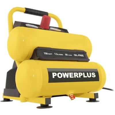POWERPLUS Compresor Compresor exento de aceite doble depósito 750 W 7,5 l POWERPLUS Compresor Compresor exento de aceite doble depósito 750 W 7,5 l