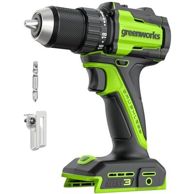 Greenworks 24V Cordless Brushless 45Nm Taladros atornilladores, ligero, luz de trabajo led, embrague 18 + 1 sin USB-C batería y cargador Greenworks 24V Cordless Brushless 45Nm Taladros atornilladores, ligero, luz de trabajo led, embrague 18 + 1 sin USB-C batería y cargador