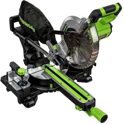 Greenworks 24V Sierra ingletadora Inalámbrica con Motor sin Escobillas, 216 mm, 4.800 RPM, Ajuste de Bisagra Máximo hasta 47°, SIN Batería ni Cargador 24V – Greenworks 24V Sierra ingletadora Inalámbrica con Motor sin Escobillas, 216 mm, 4.800 RPM, Ajuste de Bisagra Máximo hasta 47°, SIN Batería ni Cargador 24V –