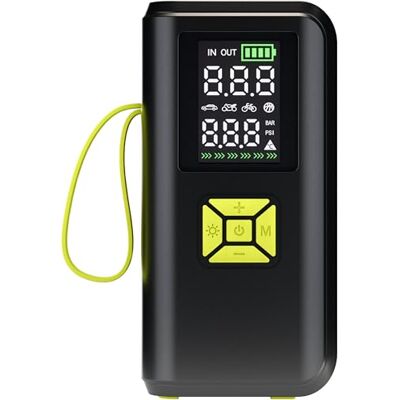 goobay Compresor de aire portátil con batería de 2Ah, 5V, recargable, 10 bar / 150 psi, pantalla LED, 5 modos automáticos, luz LED integrada y conexión USB-C, ideal para coche, moto, bici o balón goobay Compresor de aire portátil con batería de 2Ah, 5V, recargable, 10 bar / 150 psi, pantalla LED, 5 modos automáticos, luz LED integrada y conexión USB-C, ideal para coche, moto, bici o balón