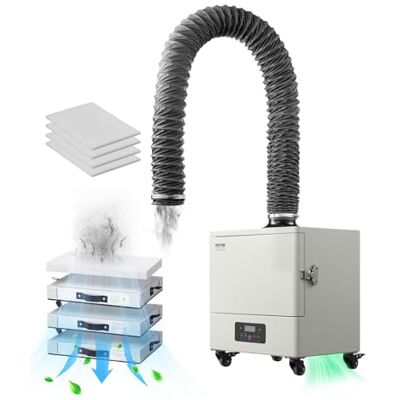 VEVOR Extractor de Humos de Soldadura 280 W con Mangueras Dobles Absorbedor de Humo de Soldadura 459 m³/h sin Escobillas con Filtros de 4 Etapas y 10 Velocidades para Soldadura, Grabado Láser VEVOR Extractor de Humos de Soldadura 280 W con Mangueras Dobles Absorbedor de Humo de Soldadura 459 m³/h sin Escobillas con Filtros de 4 Etapas y 10 Velocidades para Soldadura, Grabado Láser