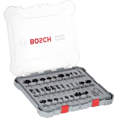 Bosch Professional Set Mixto de Brocas Fresadoras de 30 Piezas (para madera, vástago de Ø 8 mm, Accesorios Fresadoras) Bosch Professional Set Mixto de Brocas Fresadoras de 30 Piezas (para madera, vástago de Ø 8 mm, Accesorios Fresadoras)