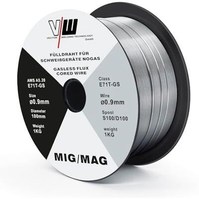 VECTOR WELDING Hilo de Soldar sin Gas 0,9 mm 1 kg, , 1 Unidad Hilo Tubular sin Gas, Bobina D100 Mandril de 16 mm, Baja Salpicadura, para Soldadoras MIG MAG VECTOR WELDING Hilo de Soldar sin Gas 0,9 mm 1 kg, , 1 Unidad Hilo Tubular sin Gas, Bobina D100 Mandril de 16 mm, Baja Salpicadura, para Soldadoras MIG MAG