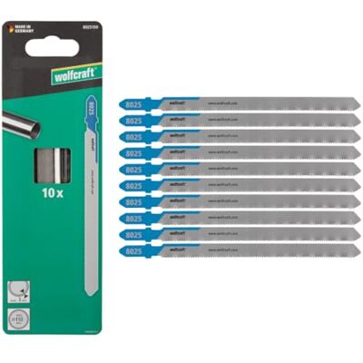 wolfcraft 10 Hoja de sierra de calar corte fino Hoja de HSS con vástago en T –para tubos de acero, cobre y aluminio con un diámetro de hasta 110mm y un grosor de pared de hasta 3mm wolfcraft 10 Hoja de sierra de calar corte fino Hoja de HSS con vástago en T –para tubos de acero, cobre y aluminio con un diámetro de hasta 110mm y un grosor de pared de hasta 3mm